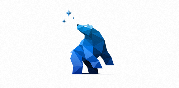 极简几何蓝熊logo设计
