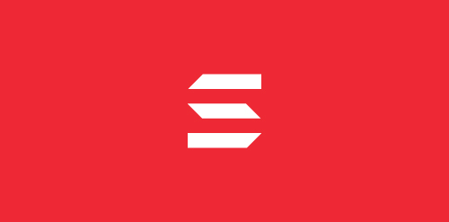 极简风格logo设计,红色背景白色线条