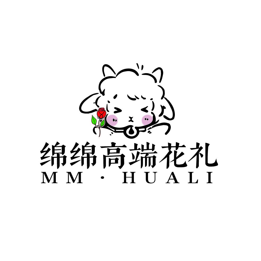 萌猫玫瑰花logo设计