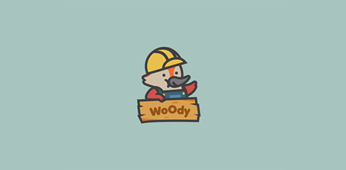 卡通风格建筑工人logo设计