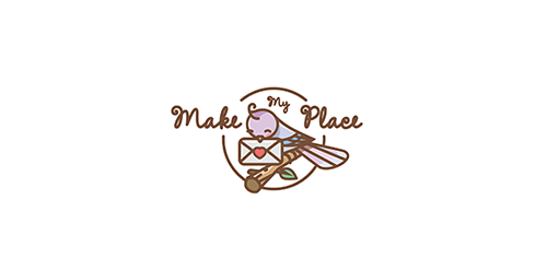 温馨手绘风格的'Make My Place'logo设计