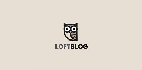 LOFTBLOG logo设计：简约猫头鹰图标