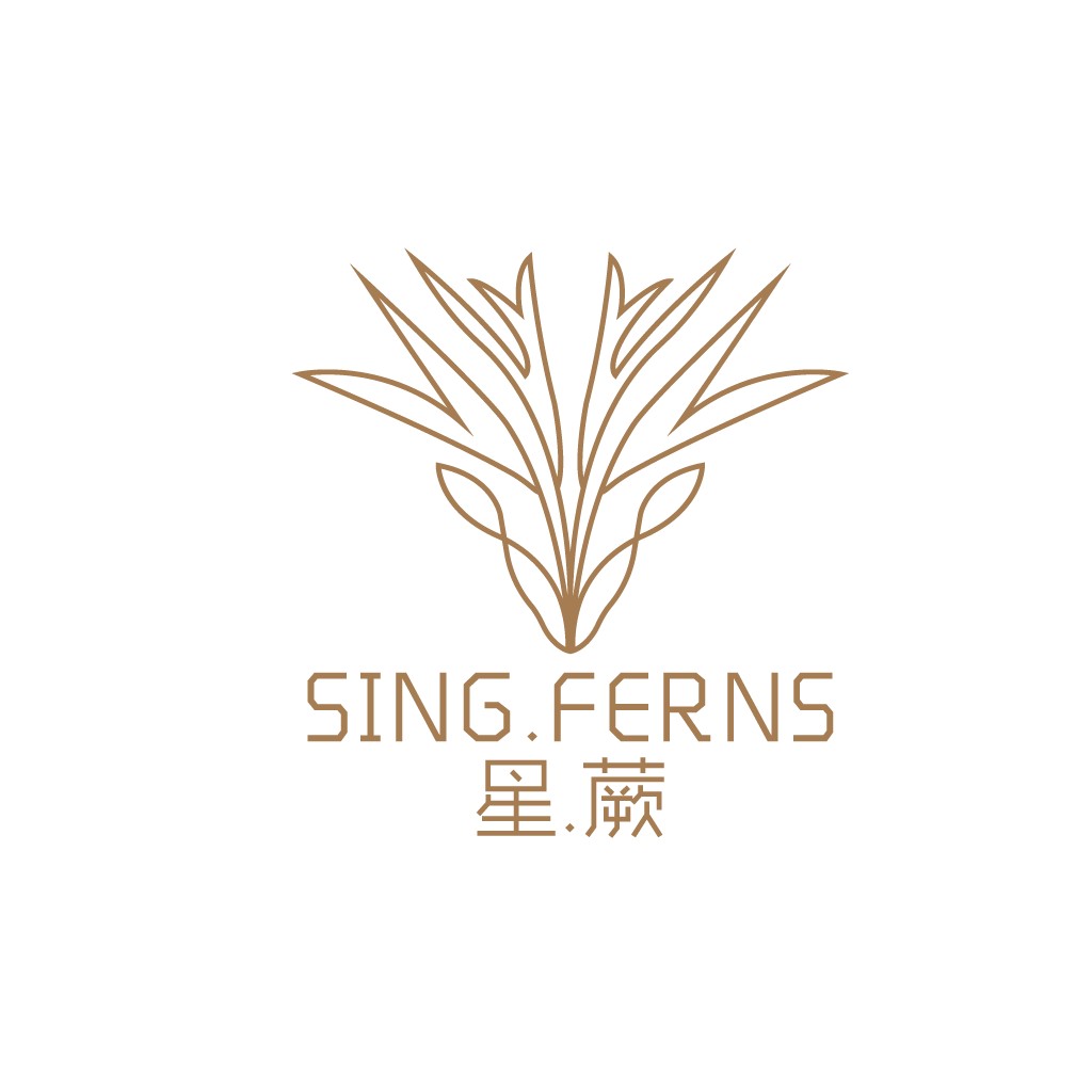 SING.FERNS logo设计:现代简约植物标志