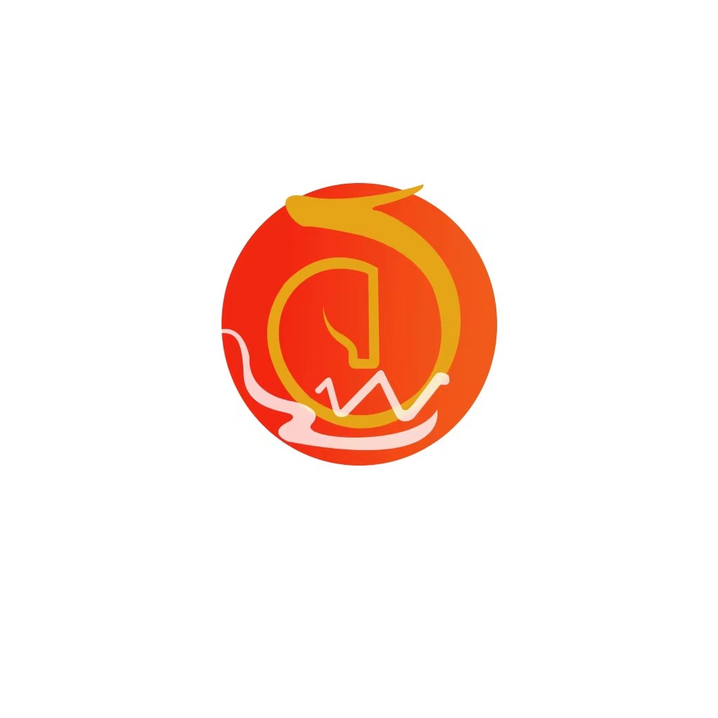 红色圆圈中的动态曲线logo设计