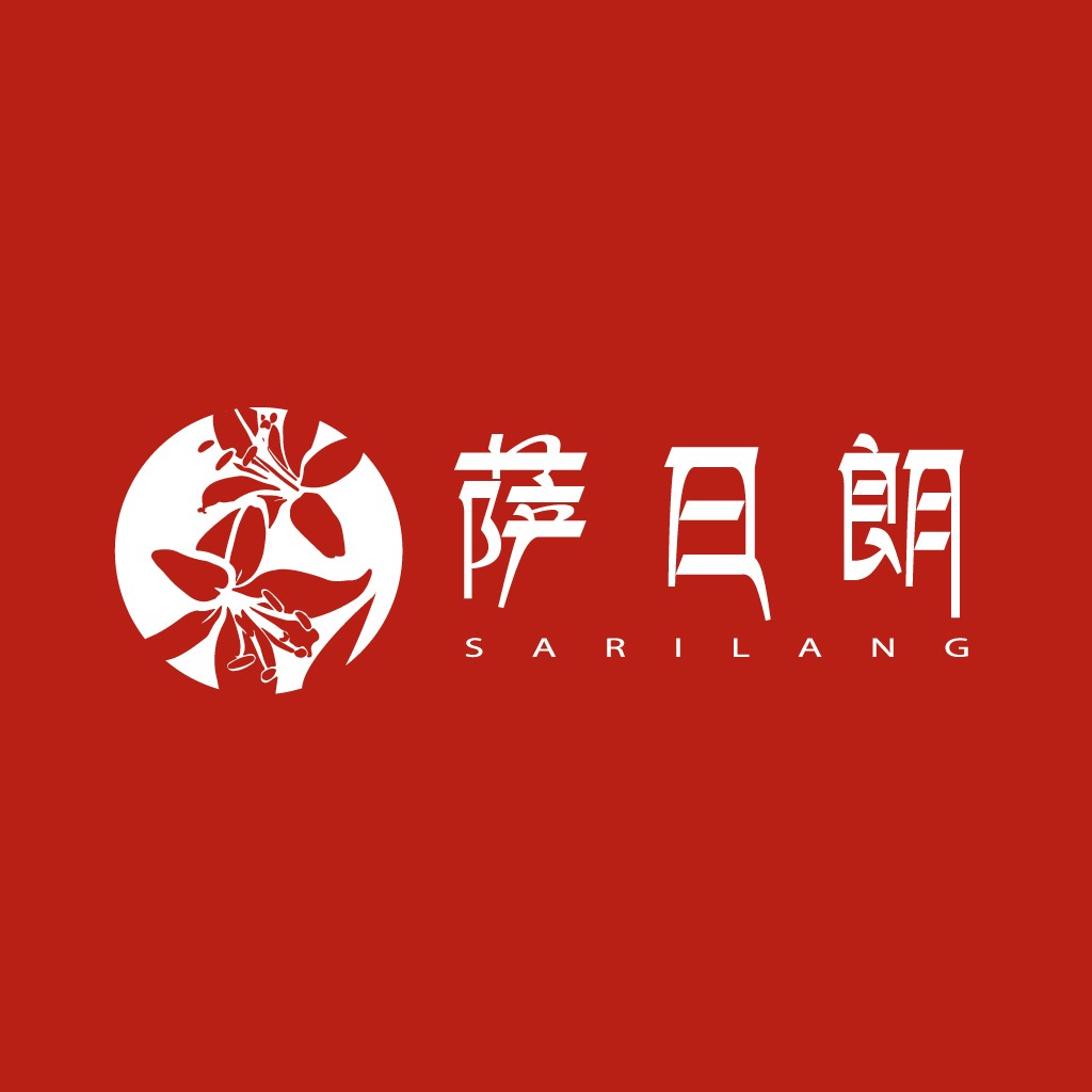 红色背景下的优雅花形logo设计