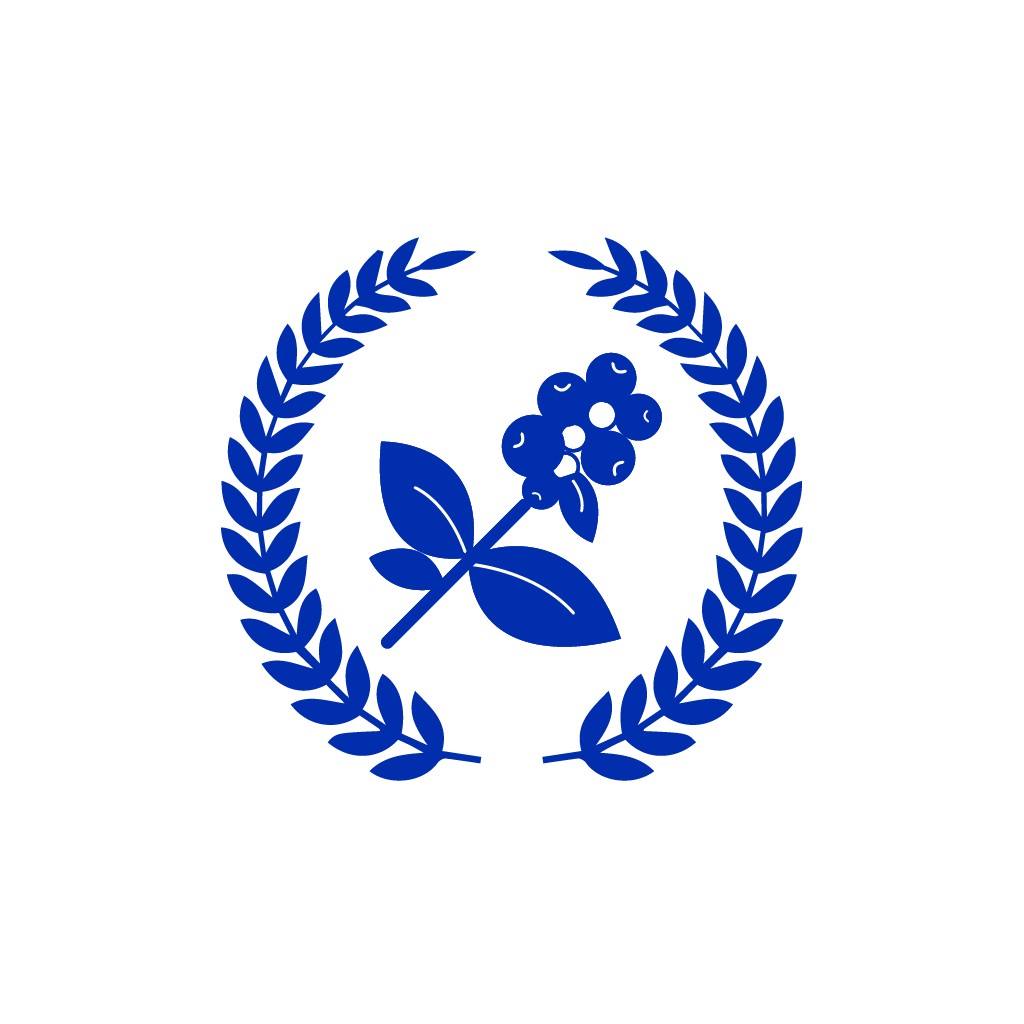 蓝色花环与果实logo设计