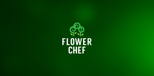 绿色花卉厨师Logo设计