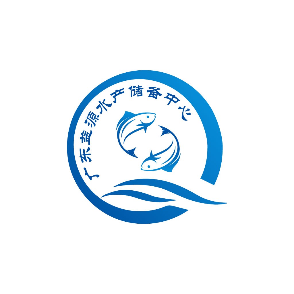 鱼形元素的蓝色水产中心logo设计