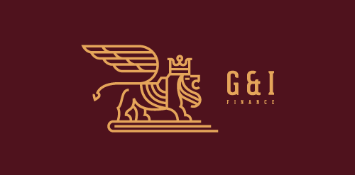 金融公司logo设计：优雅的狮子与皇冠