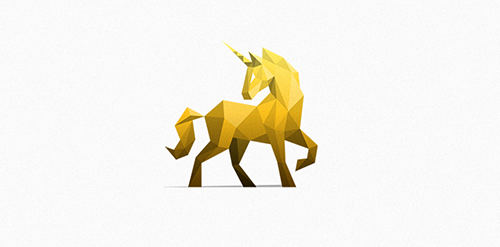 金色独角兽几何logo设计