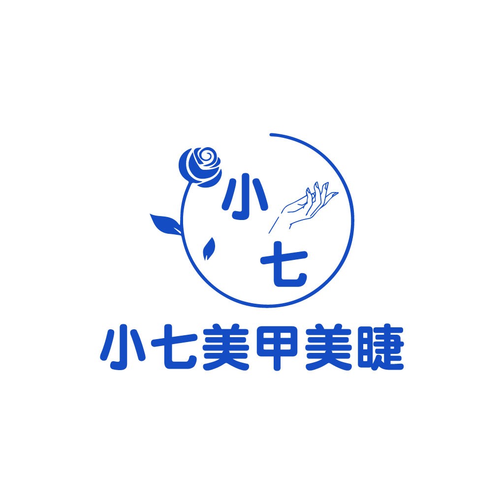 蓝色玫瑰手绘简约logo设计