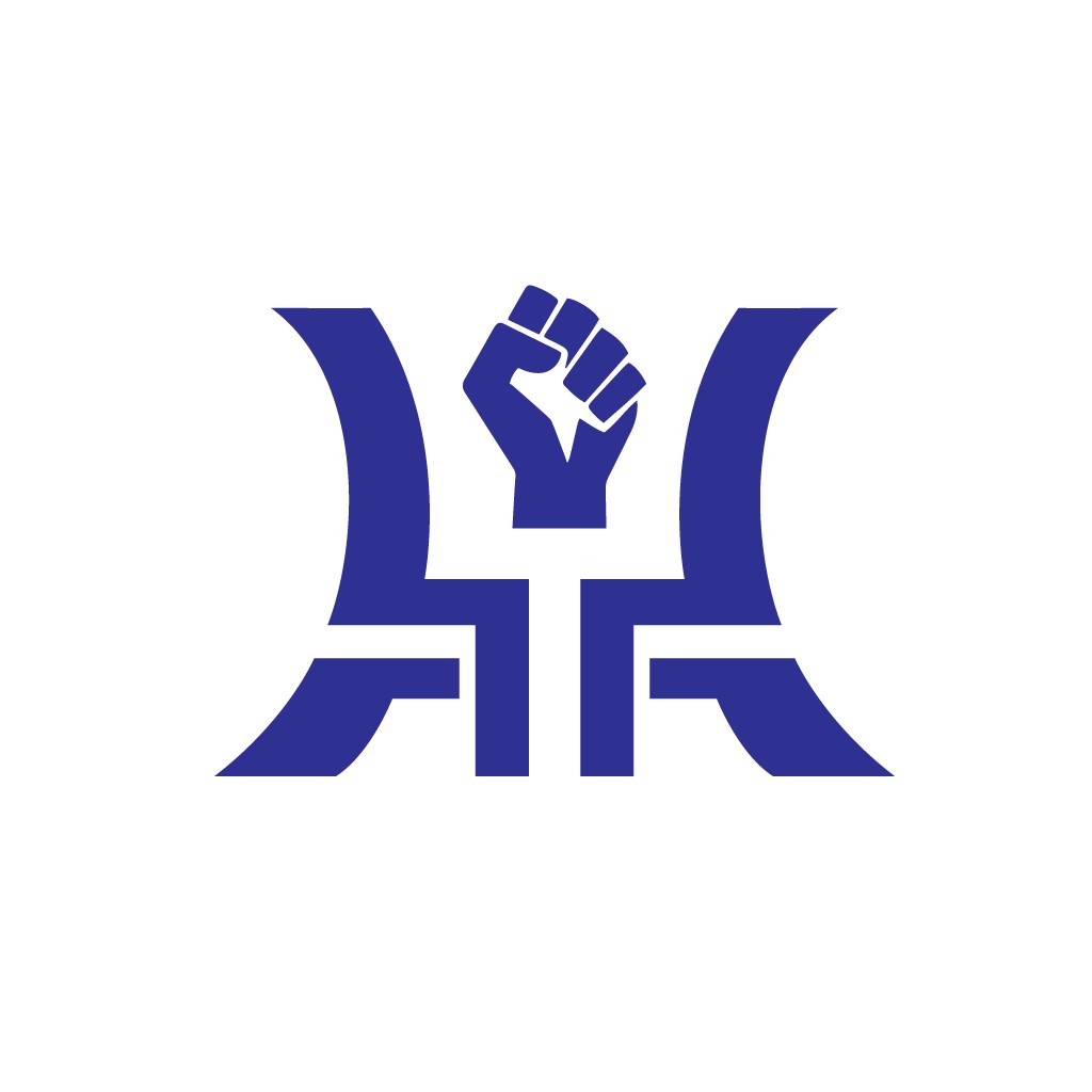 蓝色力量拳击手logo设计