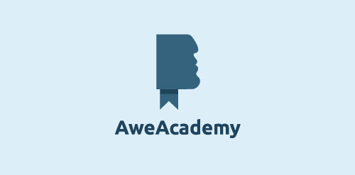 AweAcademy Logo设计:简洁书本与人形轮廓结合