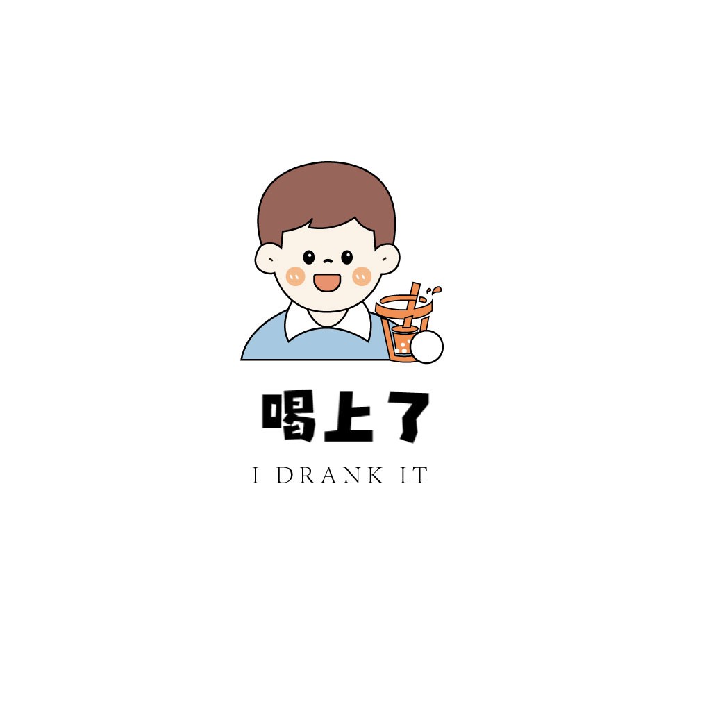 卡通男孩喝饮料logo设计