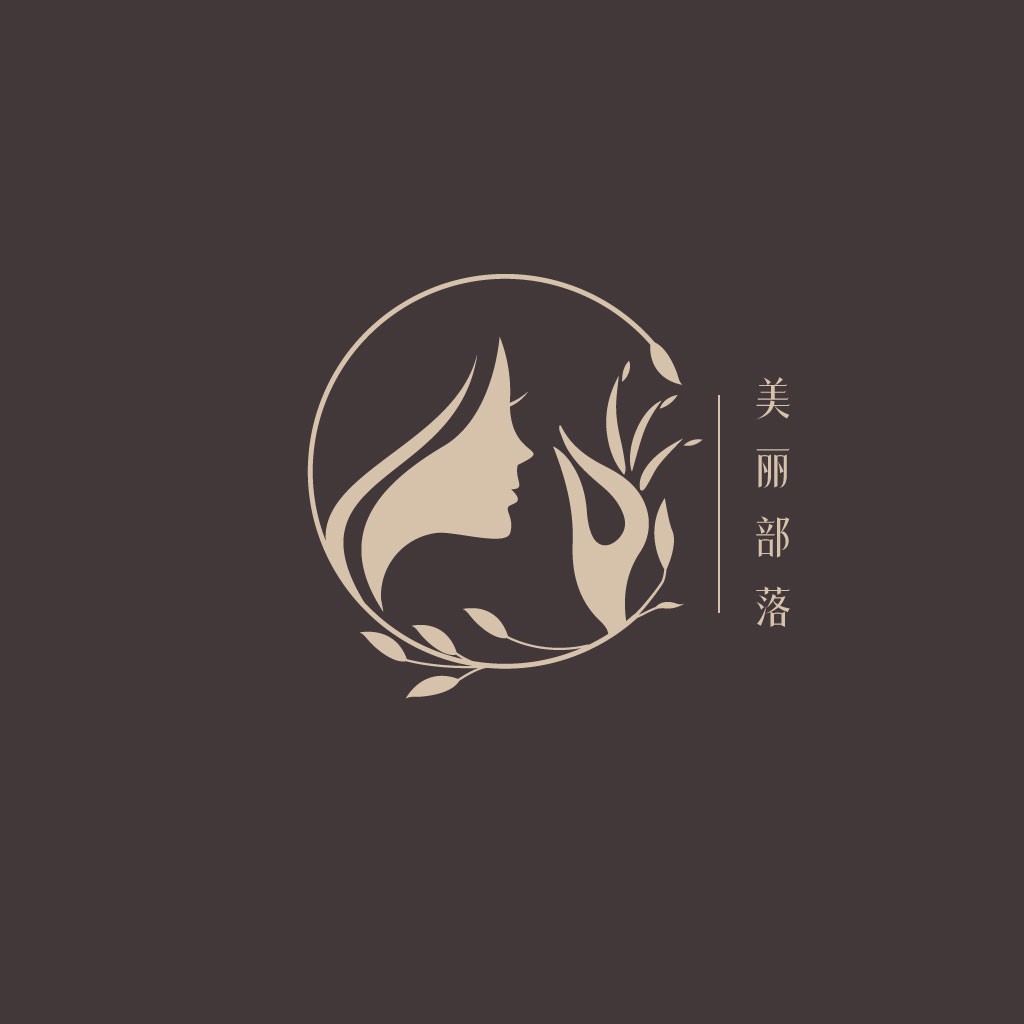 简约女性轮廓与植物元素的logo设计
