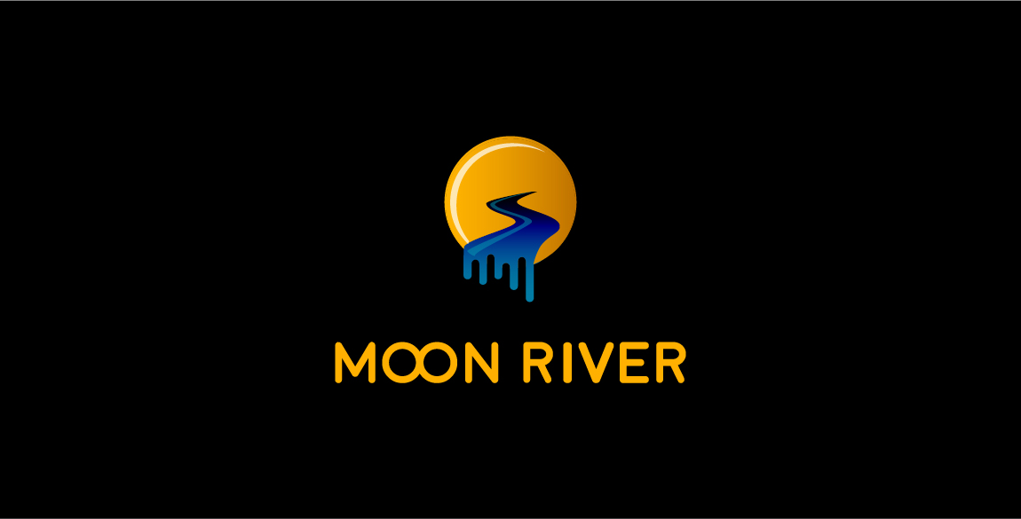 流光溢彩的月亮河流logo设计