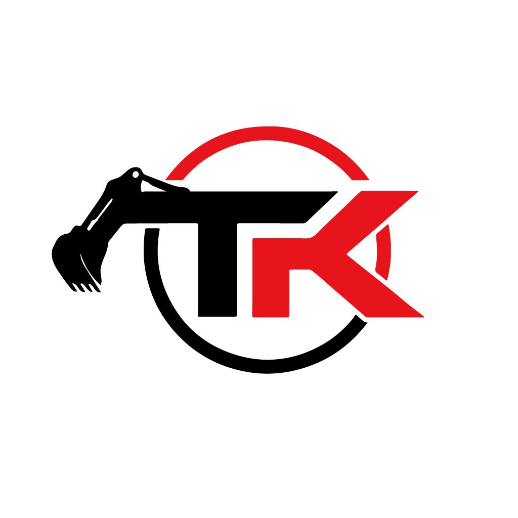 挖掘机铲斗与字母TK的创意logo设计