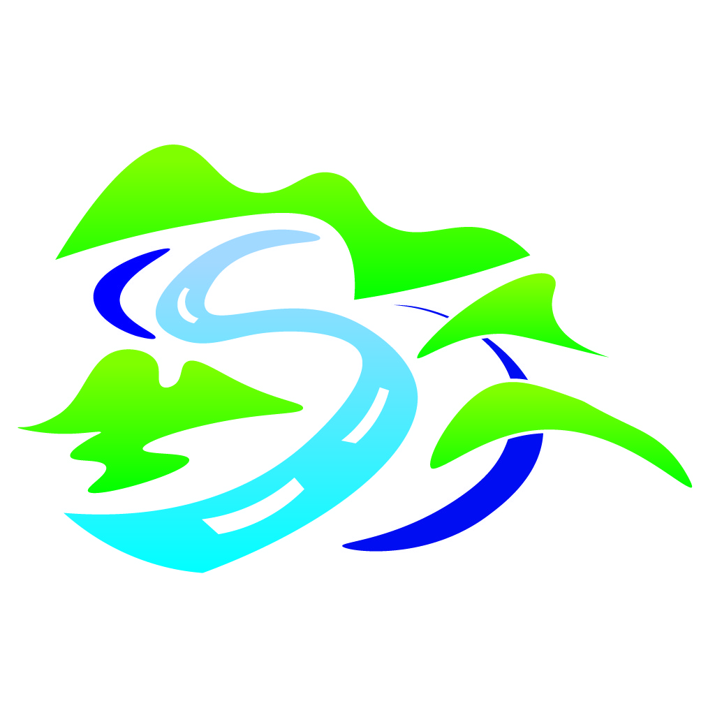 绿色与蓝色动态波浪logo设计