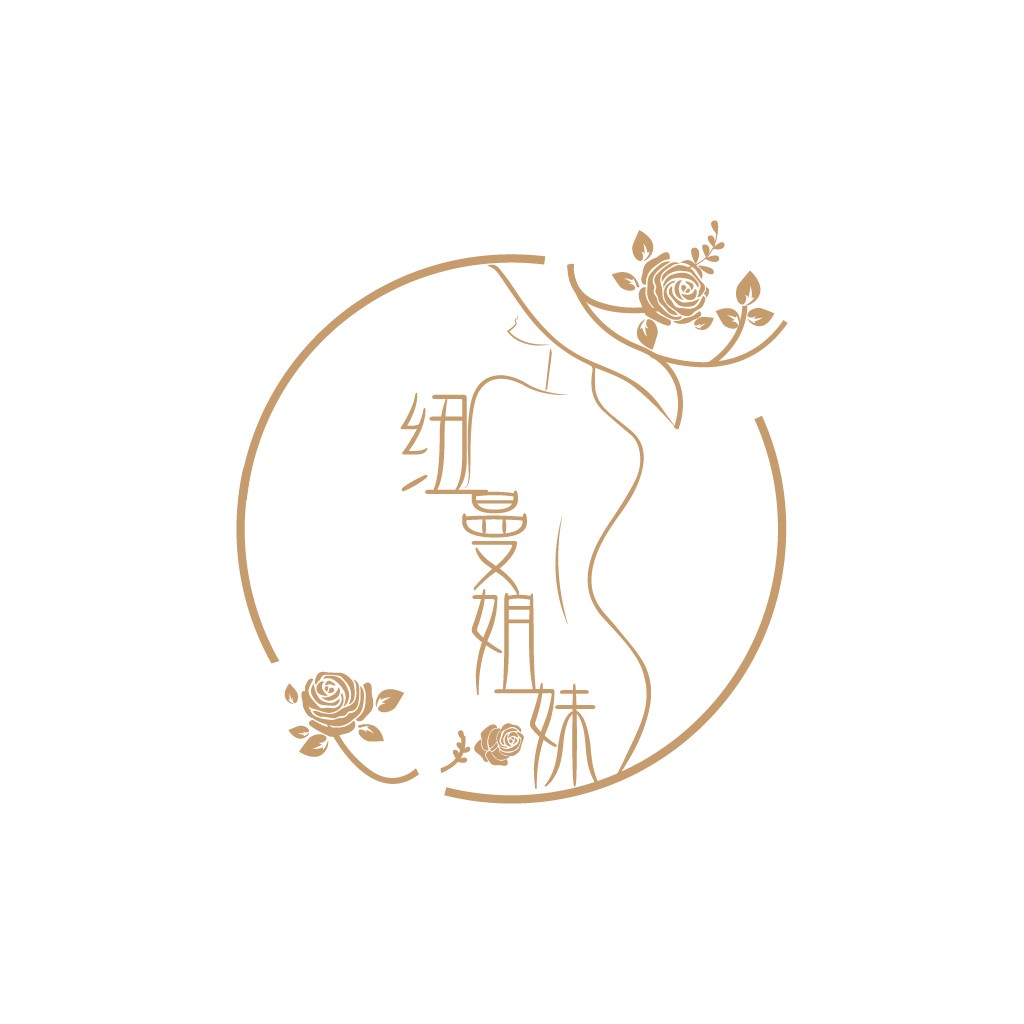优雅女性形象与玫瑰花logo设计