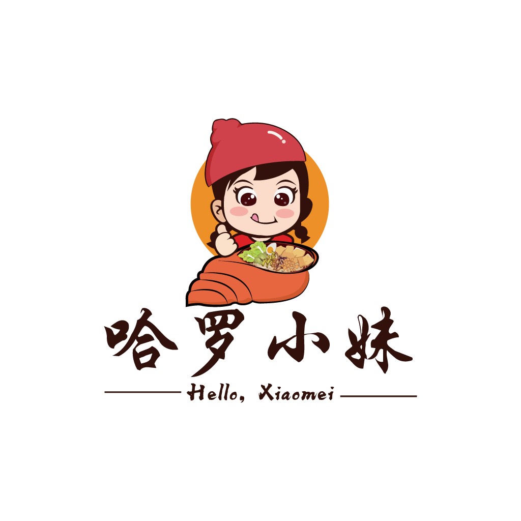 卡通女孩拉面店logo设计