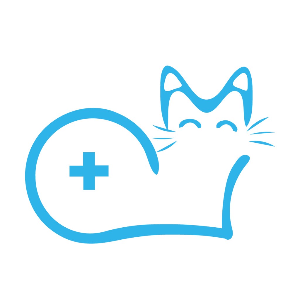 卡通猫头与医疗十字logo设计