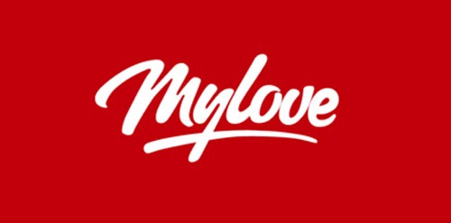 Mylove Logo设计:红色背景下的浪漫字体
