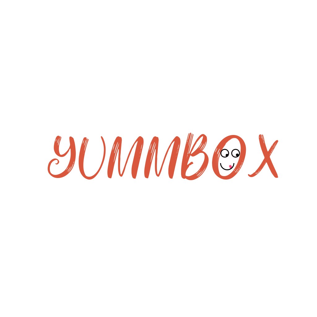 Yummbox logo设计:创意手写字体与可爱表情