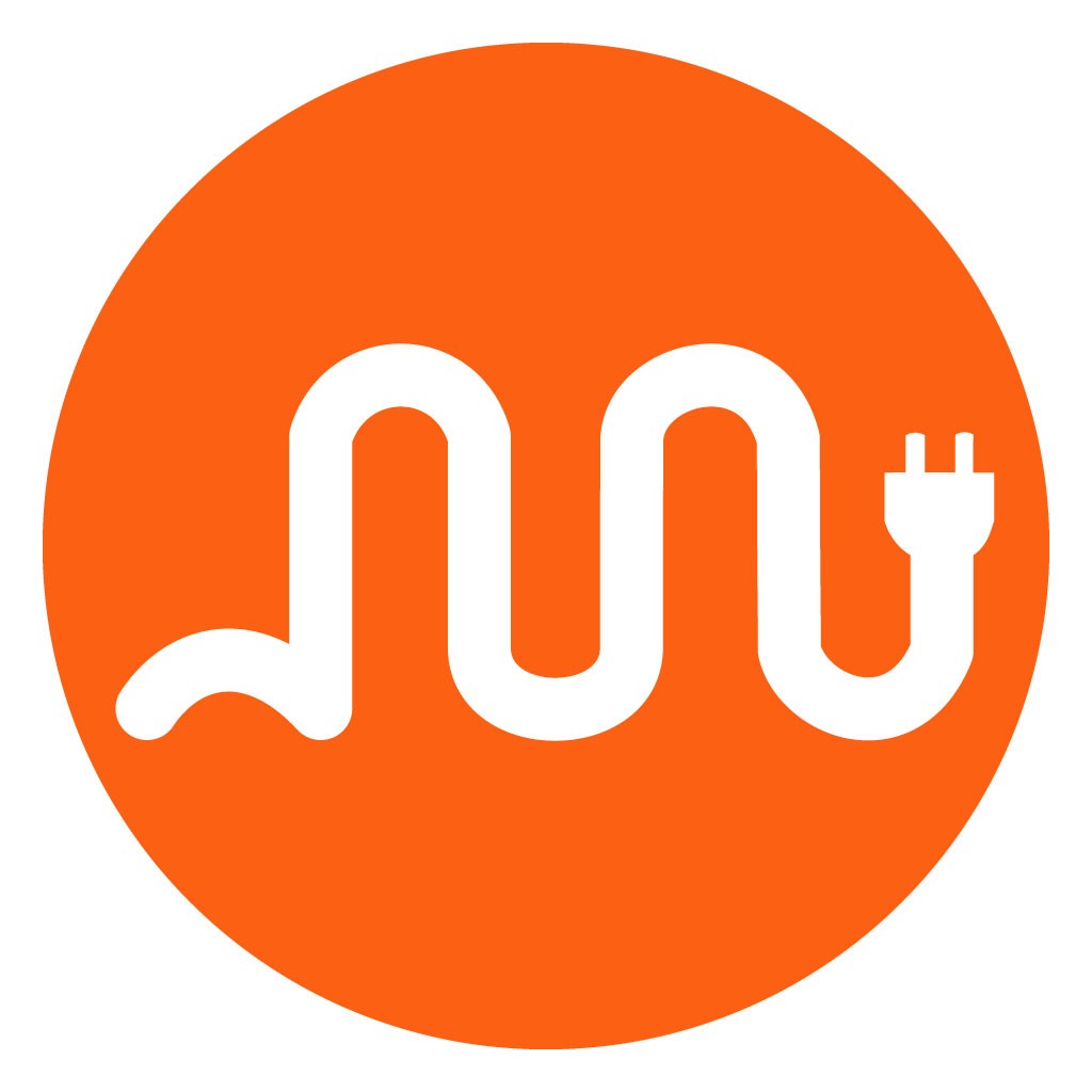 简洁橙色充电线形logo设计