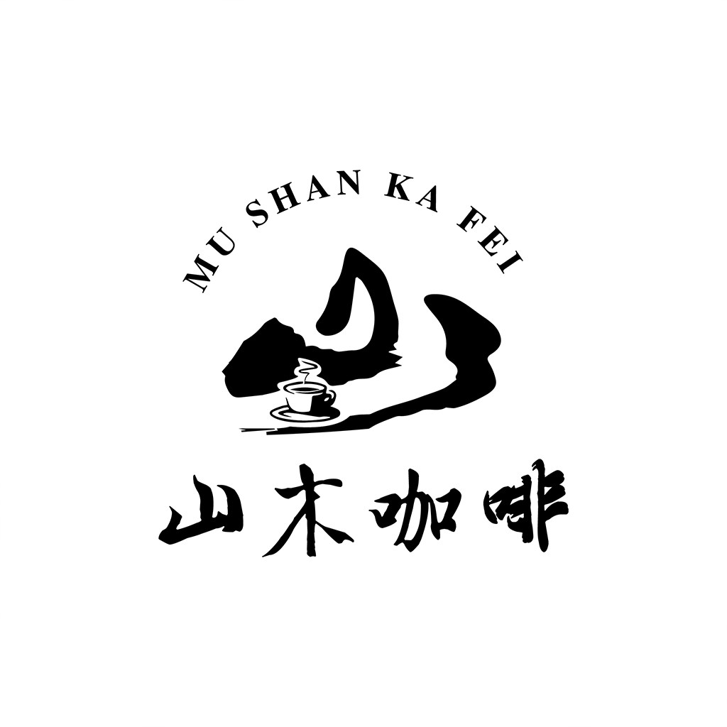 简约山水咖啡logo设计