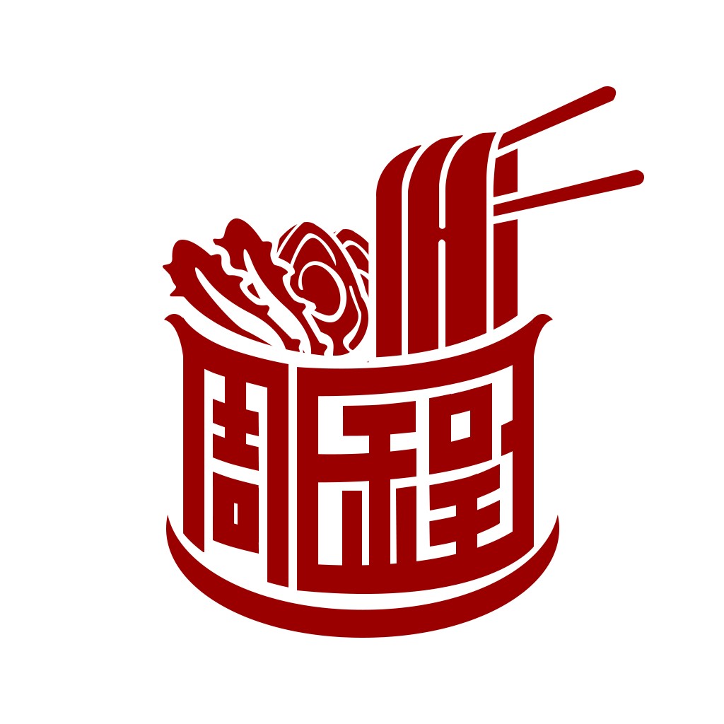 红色筷子碗logo设计