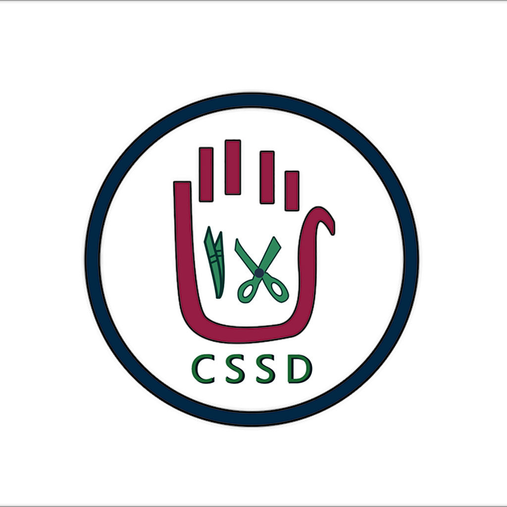 CSSD Logo设计:简约剪刀图案与手形结合