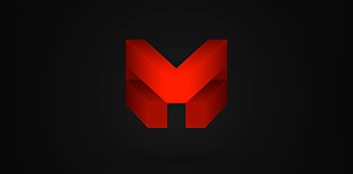 红色立体M形logo设计