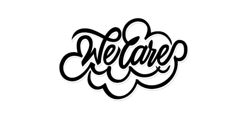 We Care Logo设计:简洁艺术字体与云朵元素的结合