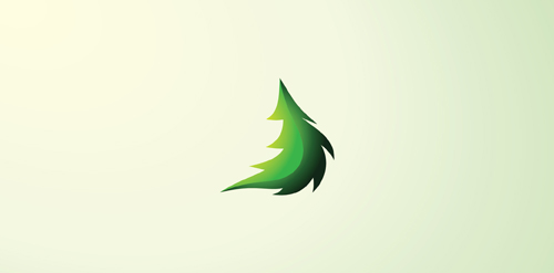 绿色树叶抽象logo设计