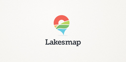 湖泊地图logo设计:创意地点标识