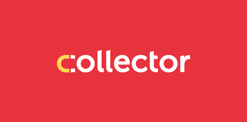 红色背景下的'Collector'logo设计