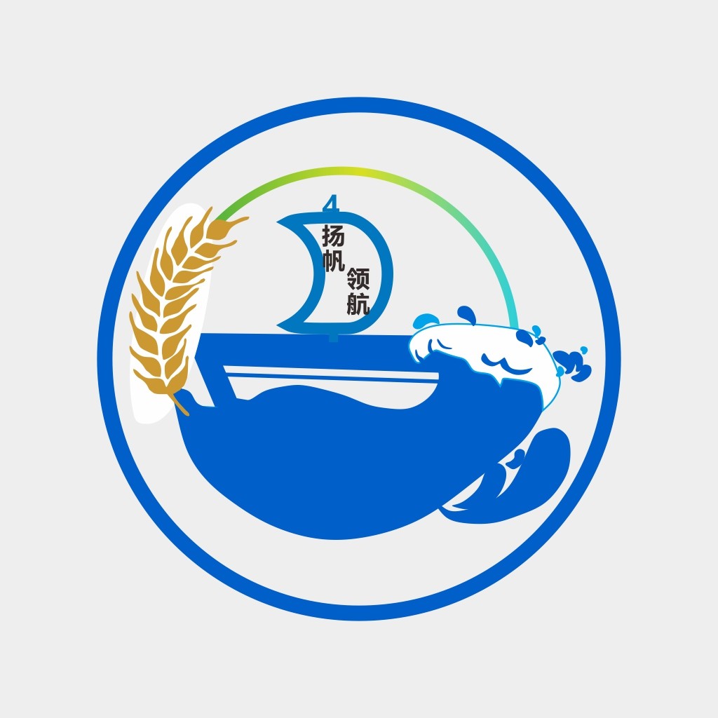 蓝色帆船与麦穗的logo设计