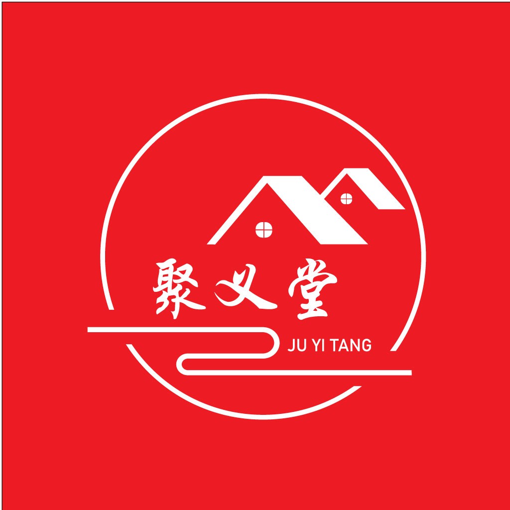 红色背景下的简约屋顶logo设计