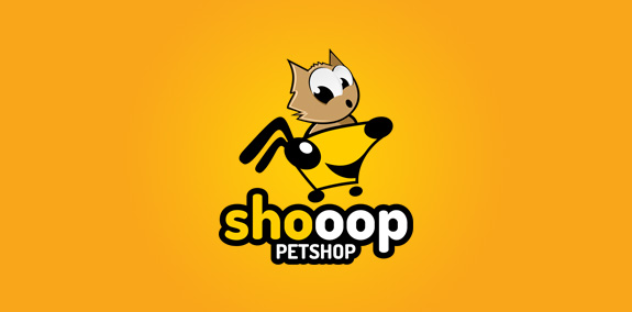 宠物店logo设计:卡通猫形象