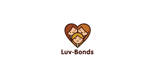 Luv-Bonds logo设计:心形情侣头像