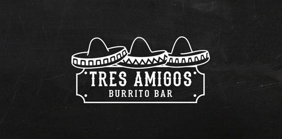 墨西哥风情Tres Amigos Burrito Bar Logo设计