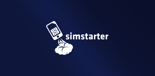 simstarter logo设计:简洁手机图标与渐变背景