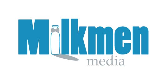 Milkmen Media Logo设计:简洁奶瓶元素