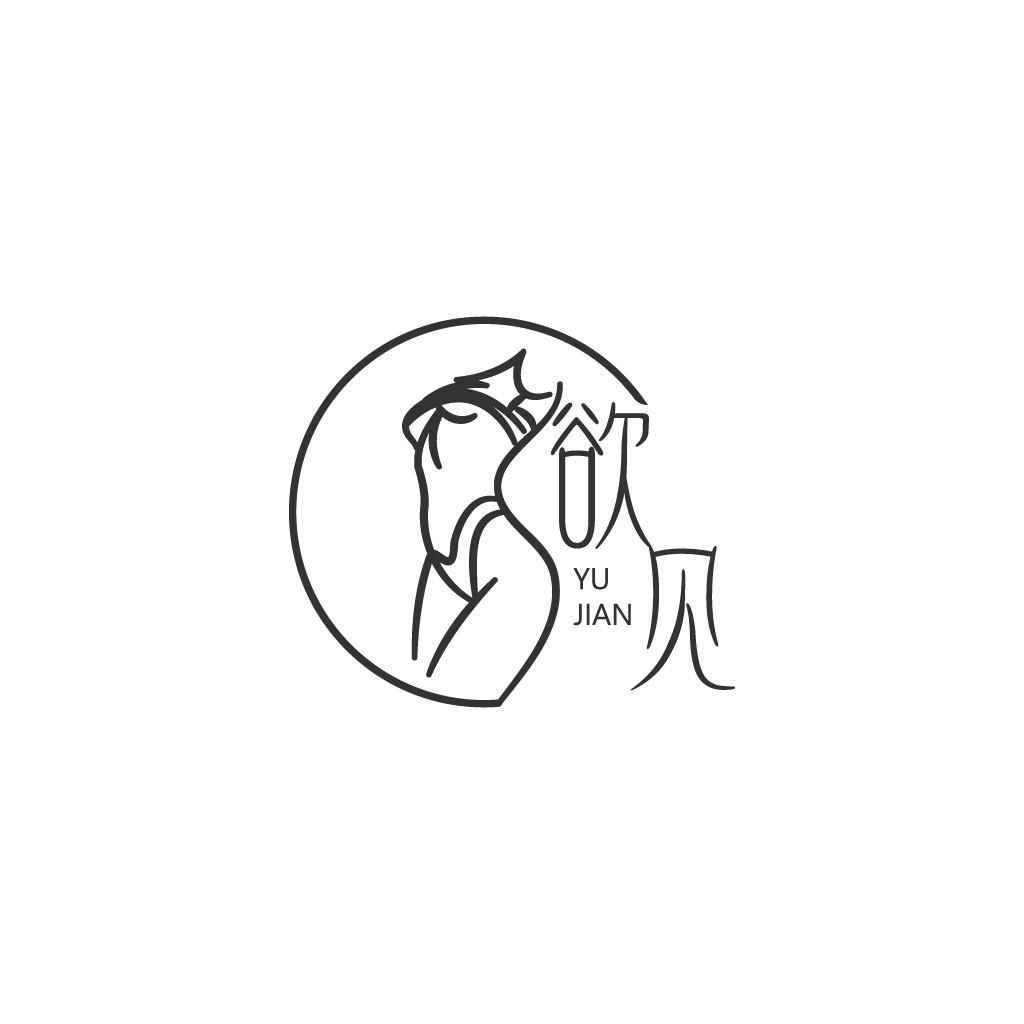 简洁线条艺术人物logo设计