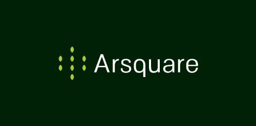 Arsquare logo设计：简约绿色点线组合