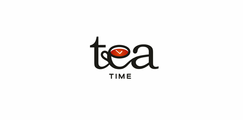 简约茶与时间logo设计