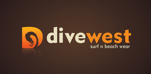 Divewest logo设计:海滩风格的时尚标志