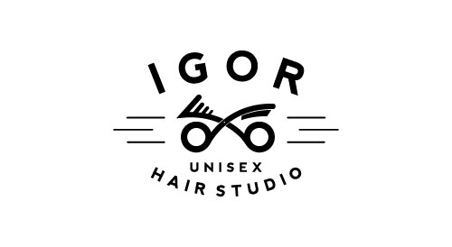 简约时尚的IGOR理发店Logo设计