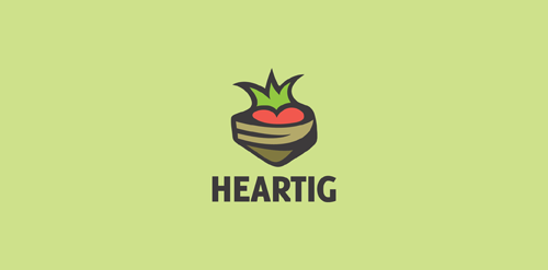心形植物logo设计