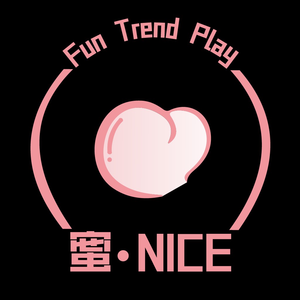 粉色简约风格的'Fun Trend Play Nice'品牌logo设计